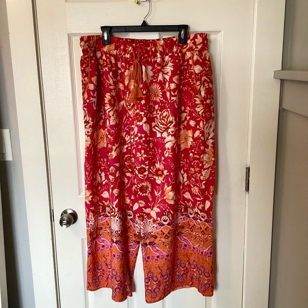 Floral Print Cotton Pants by Anthropologie